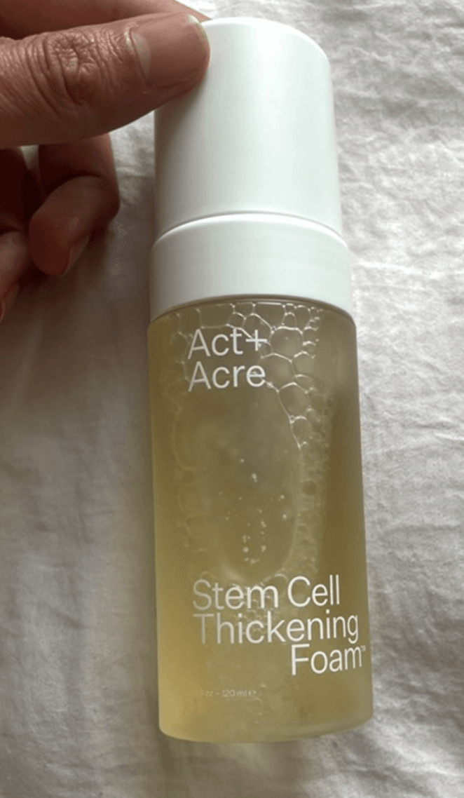 Act+Acre Stem Cell Thickening Foam bottle, photographed by MedicPal